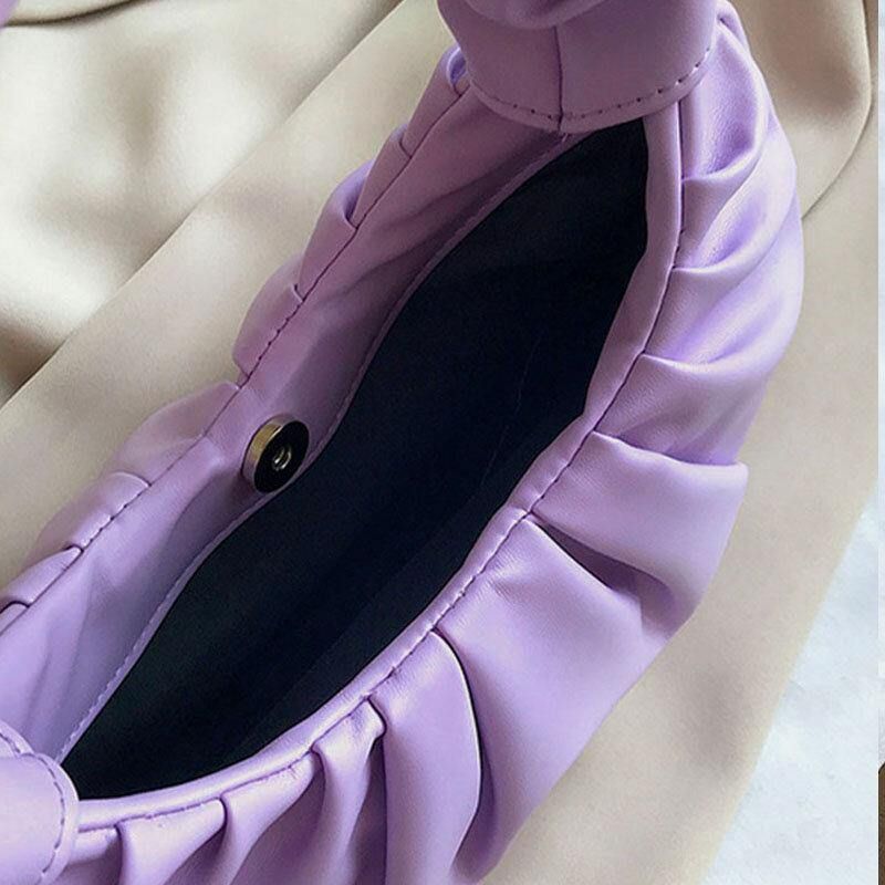 Femmes Pu Cuir Couleur Unie Pli Mode Sous Les Bras Sac Sac À Bandoulière Sac À Main