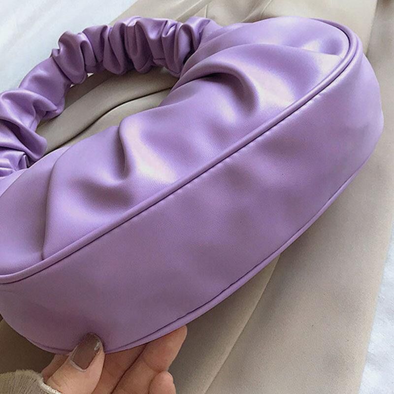 Femmes Pu Cuir Couleur Unie Pli Mode Sous Les Bras Sac Sac À Bandoulière Sac À Main