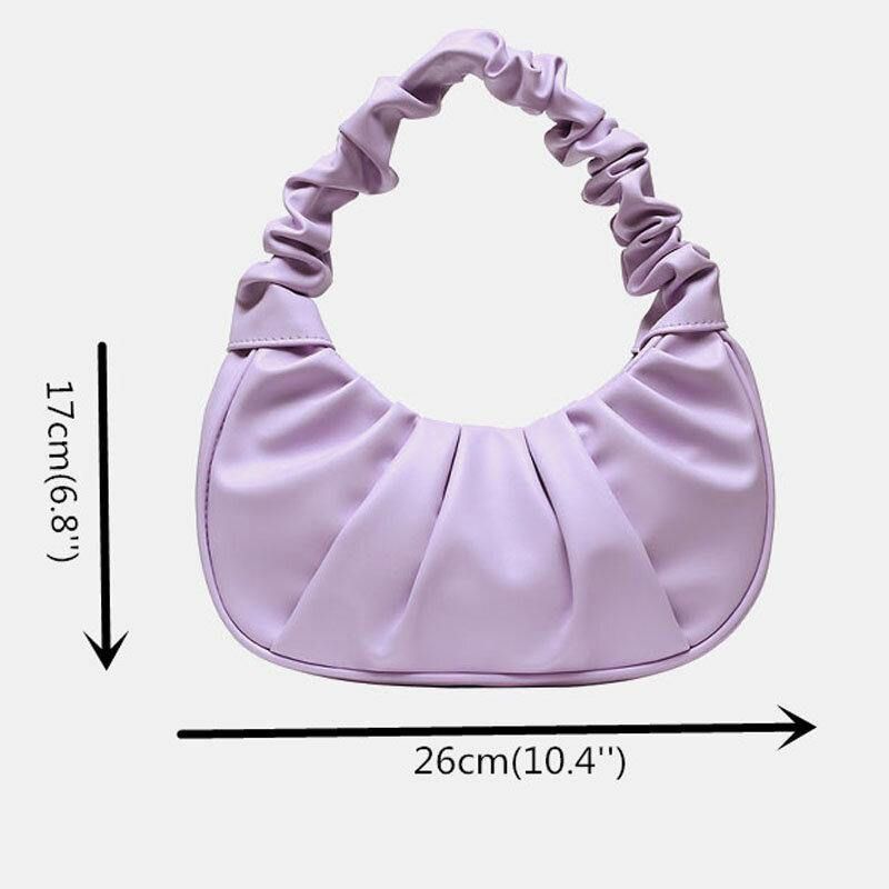 Femmes Pu Cuir Couleur Unie Pli Mode Sous Les Bras Sac Sac À Bandoulière Sac À Main