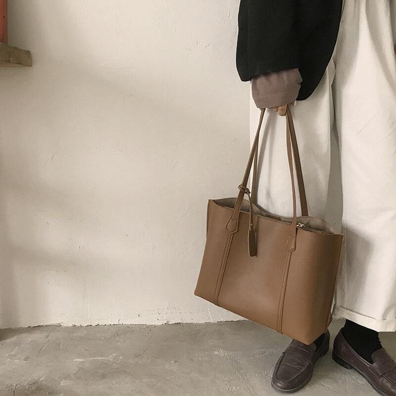 Femmes Pu Cuir Grande Capacité Casual Brief Tote Sac À Bandoulière Sac À Main