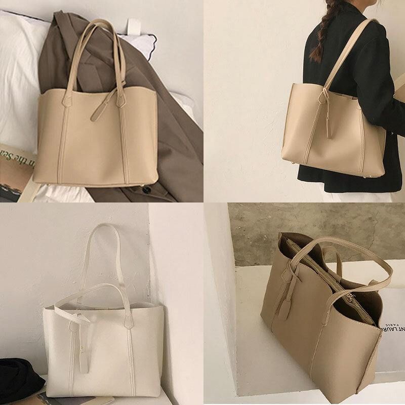 Femmes Pu Cuir Grande Capacité Casual Brief Tote Sac À Bandoulière Sac À Main