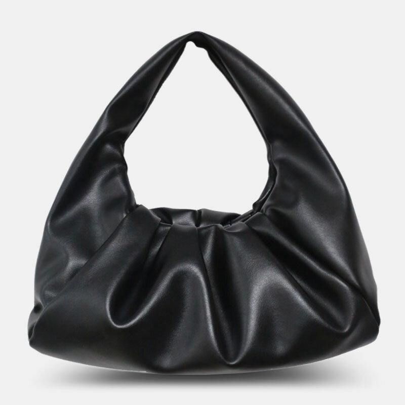 Femmes Pu Cuir Nuage Forme Ouvert Grande Capacité Froncé Sac Sac À Bandoulière Sac À Main