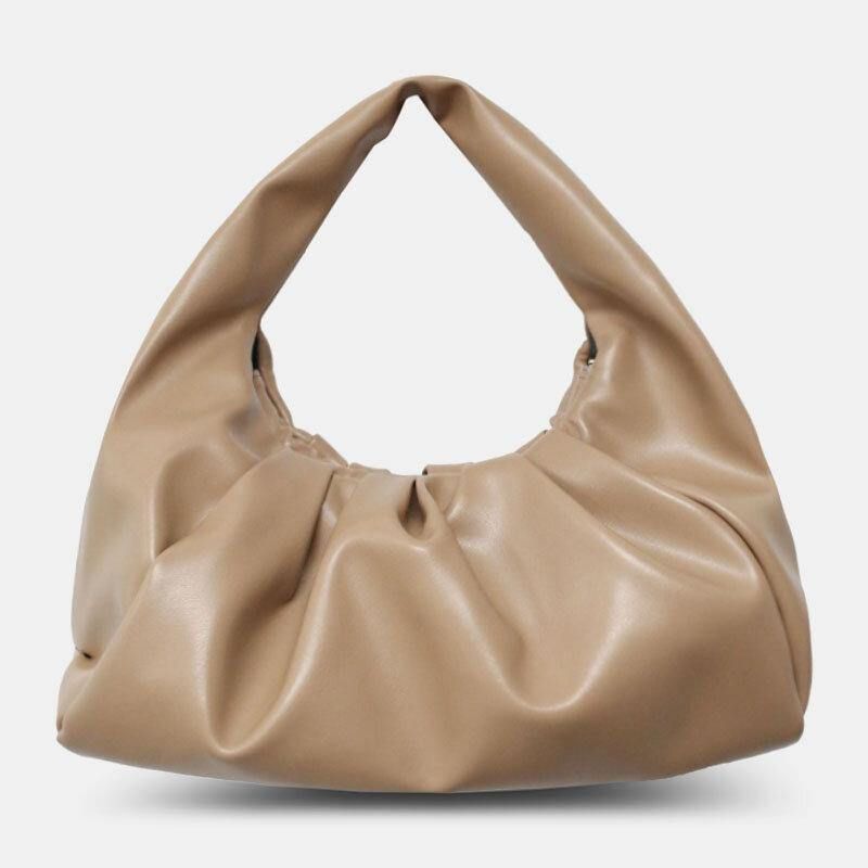 Femmes Pu Cuir Nuage Forme Ouvert Grande Capacité Froncé Sac Sac À Bandoulière Sac À Main