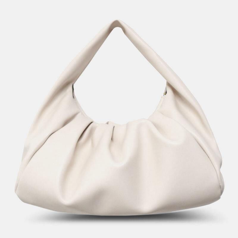 Femmes Pu Cuir Nuage Forme Ouvert Grande Capacité Froncé Sac Sac À Bandoulière Sac À Main