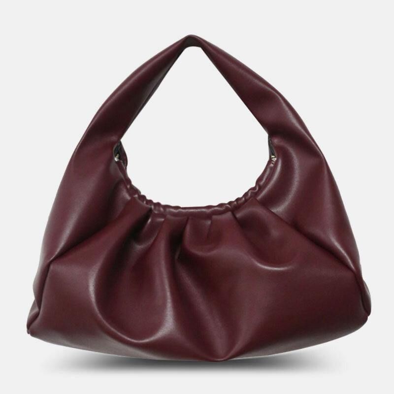 Femmes Pu Cuir Nuage Forme Ouvert Grande Capacité Froncé Sac Sac À Bandoulière Sac À Main