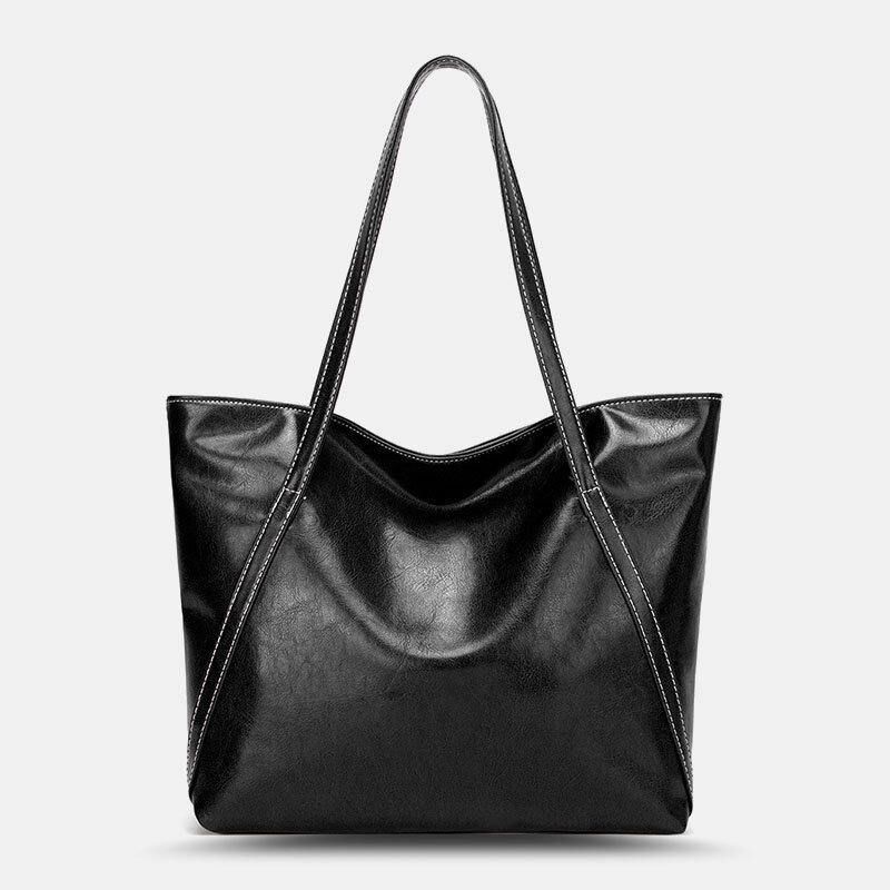 Femmes Pu Cuir Printemps Vintage Grande Capacité Sac À Bandoulière Sac À Main Fourre-tout