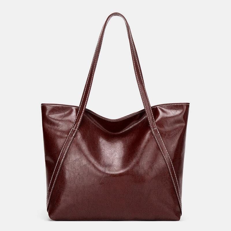 Femmes Pu Cuir Printemps Vintage Grande Capacité Sac À Bandoulière Sac À Main Fourre-tout