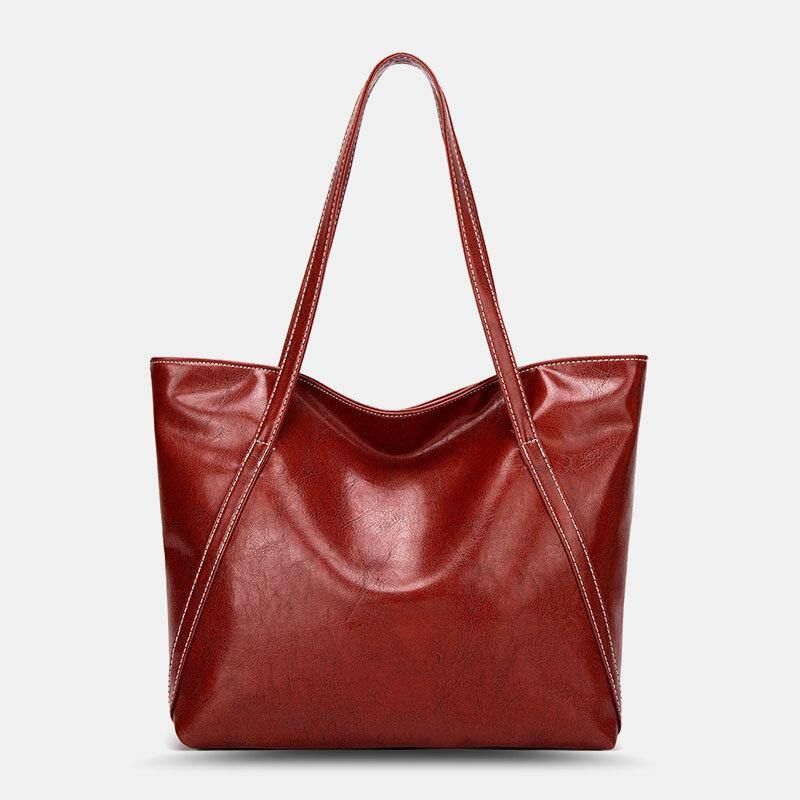 Femmes Pu Cuir Printemps Vintage Grande Capacité Sac À Bandoulière Sac À Main Fourre-tout