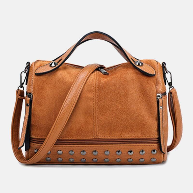 Femmes Rivet Vintage Pu Cuir Multifonction Fourre-tout Sac À Bandoulière Sac À Main Sac À Main