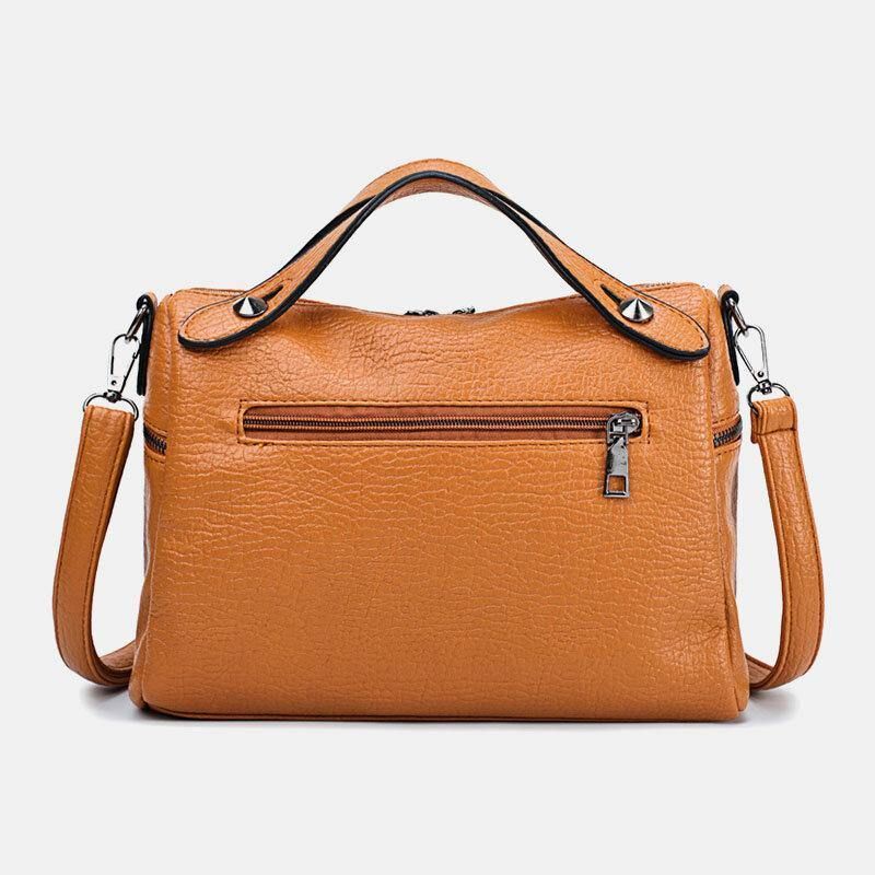 Femmes Rivet Vintage Pu Cuir Multifonction Fourre-tout Sac À Bandoulière Sac À Main Sac À Main