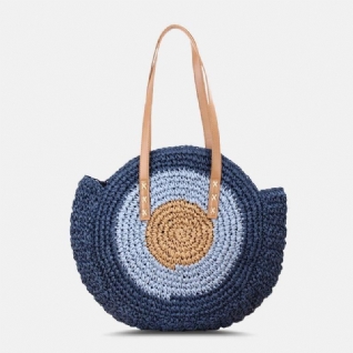 Femmes Simplicity Stripe Straw Bag Sacs À Main Fourre-tout Sac De Plage Rétro