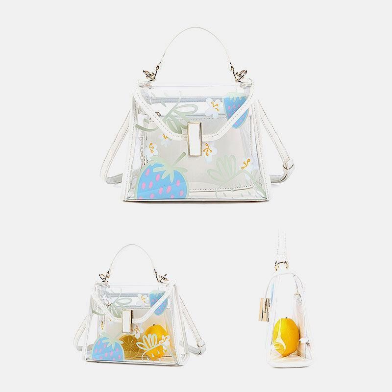 Femmes Twist Lock 2pcs Fruit Sac À Bandoulière Transparent Sac À Main