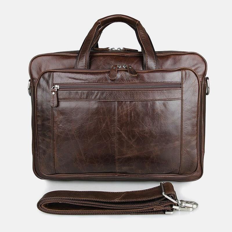 Hommes Faux Cuir Multi-poches Multifonction Résistant Aux Éclaboussures 15.6 Pouces Sacs Pour Ordinateur Portable Porte-documents Sac À Bandoulière Sac À Main