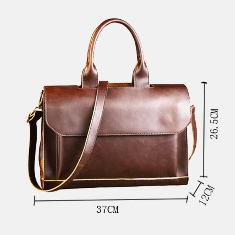 Hommes Faux Cuir Rétro 14 Pouces Ordinateur Portable Sac Porte-documents Porte-documents Messenger Sac Bandoulière Sac À Main