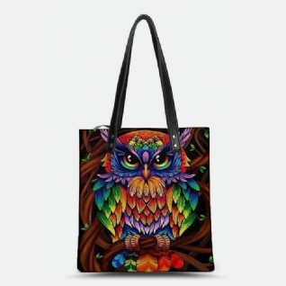 Sac Fourre-tout En Cuir Motif Imprimé Hibou Couleur Sac Fourre-tout Sac À Bandoulière Sac Fourre-tout Avec Petit Sac Intégré