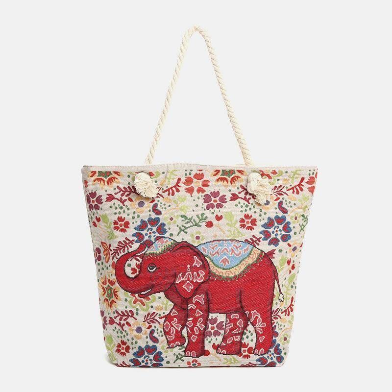 Sac À Main Fourre-tout National Grande Capacité Imprimé Éléphant Pour Femme