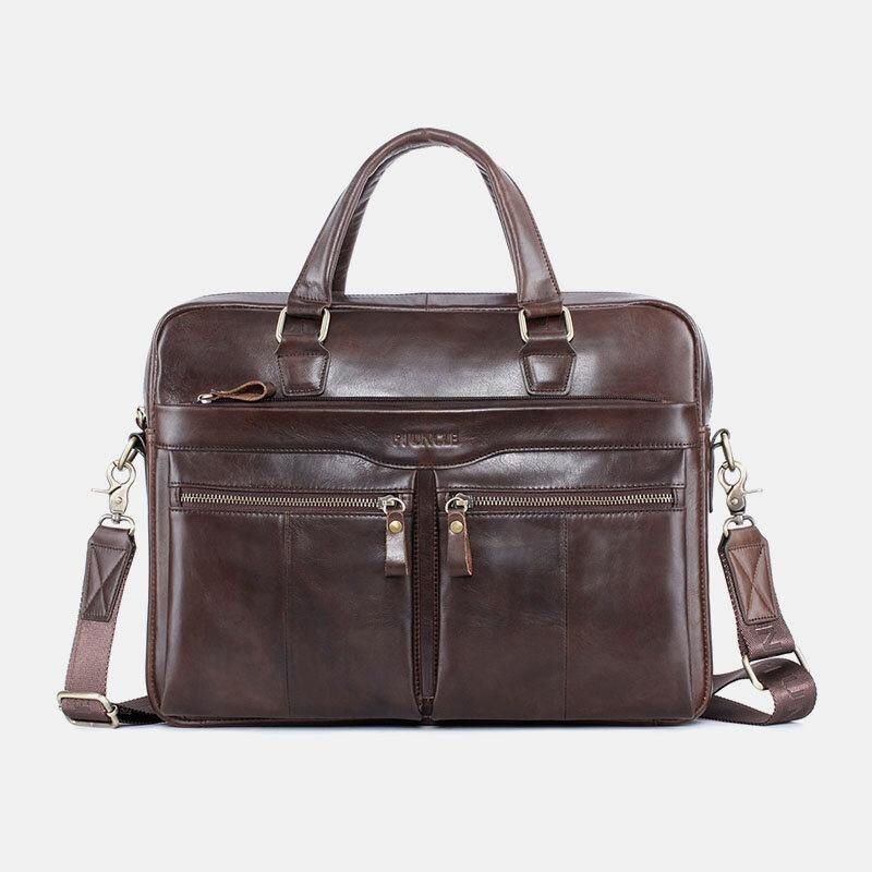 Sac À Main Multicouche Rétro Vintage En Cuir Véritable Pour Homme