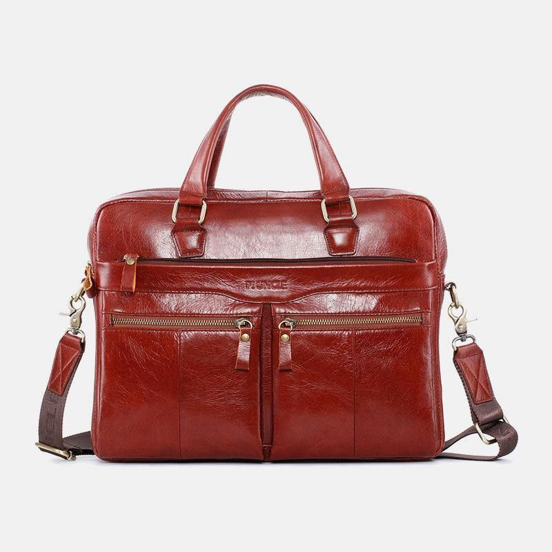 Sac À Main Multicouche Rétro Vintage En Cuir Véritable Pour Homme