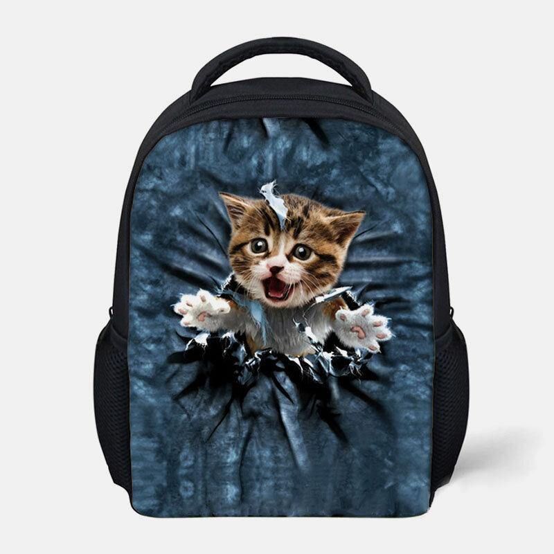 Animal Unisexe Créatif Dessin Animé 3d Mignon Chat Décontracté Extérieur Petit Sac À Dos Cartable