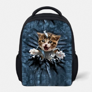 Animal Unisexe Créatif Dessin Animé 3d Mignon Chat Décontracté Extérieur Petit Sac À Dos Cartable