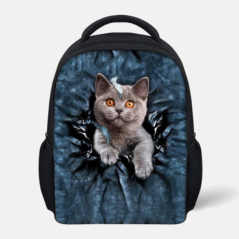 Animal Unisexe Créatif Dessin Animé 3d Mignon Chat Décontracté Extérieur Petit Sac À Dos Cartable