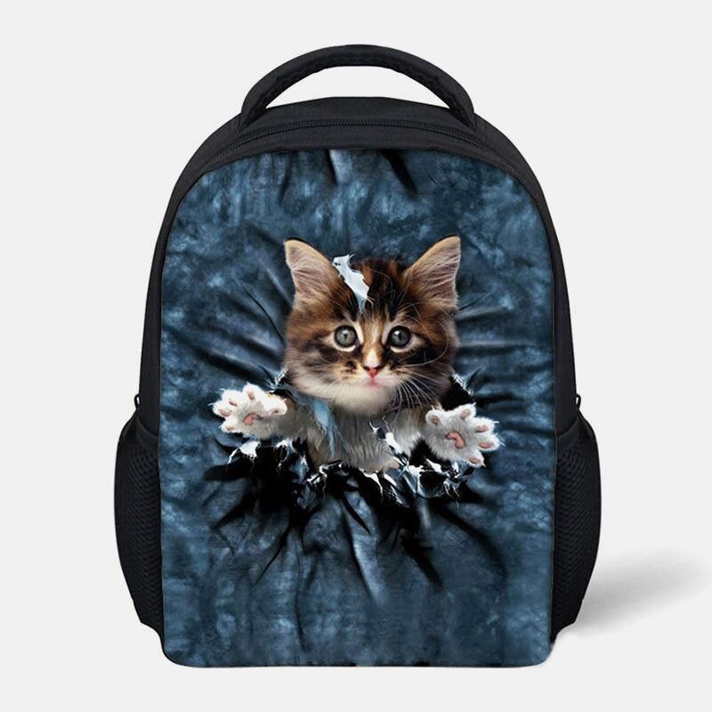 Animal Unisexe Créatif Dessin Animé 3d Mignon Chat Décontracté Extérieur Petit Sac À Dos Cartable