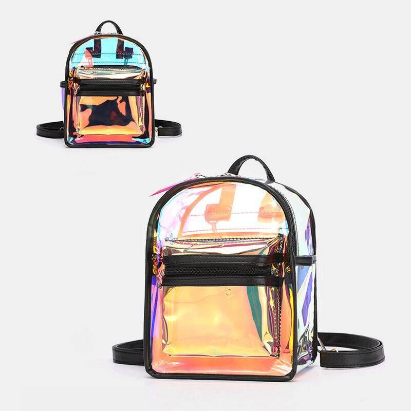 Femmes 2pcs Gelée Transparente Multi-porter Mini Sac À Dos Sac À Bandoulière Sac À Main