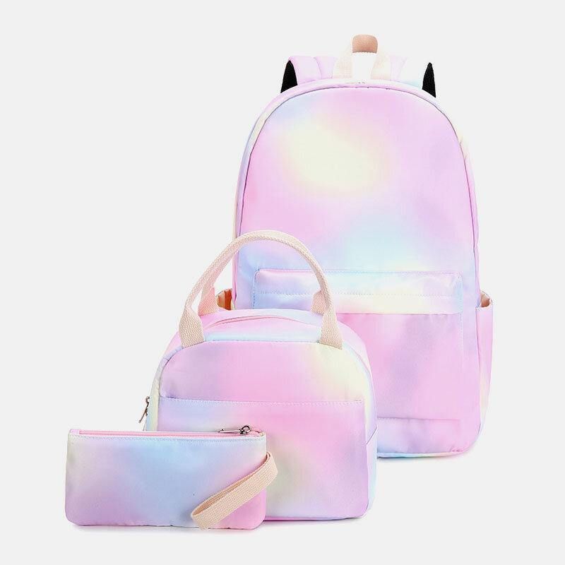 Femmes 3pcssuits Grande Capacité Étanche Dégradés De Couleurs Sac À Dos Cartable