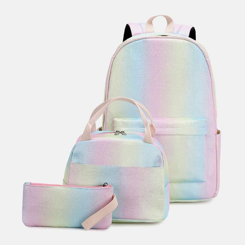 Femmes 3pcssuits Grande Capacité Étanche Dégradés De Couleurs Sac À Dos Cartable