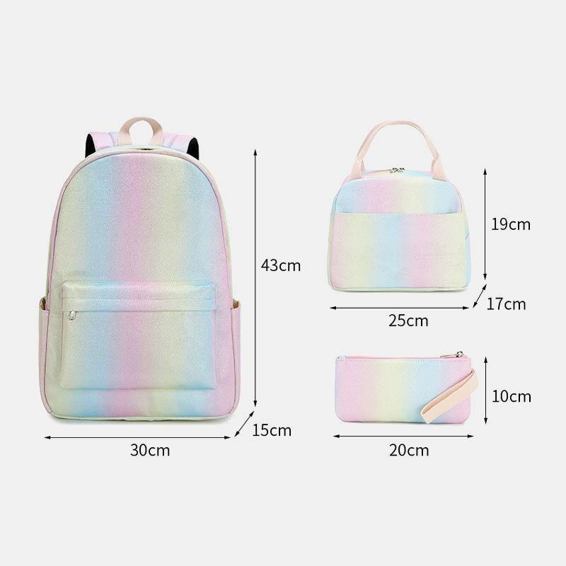 Femmes 3pcssuits Grande Capacité Étanche Dégradés De Couleurs Sac À Dos Cartable