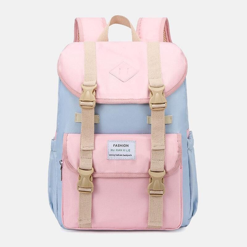 Femmes Grande Capacité Patchwork Anti-vol Imperméable Sacs De Voyage Sac À Dos