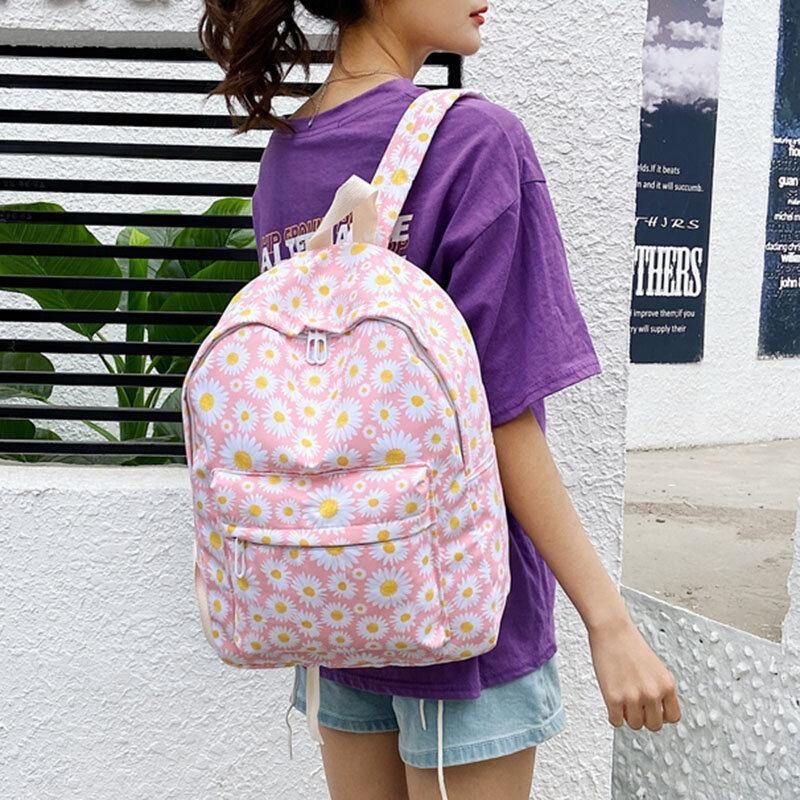 Femmes Nylon Daisy Casual Campus Sac À Dos Sac D'école