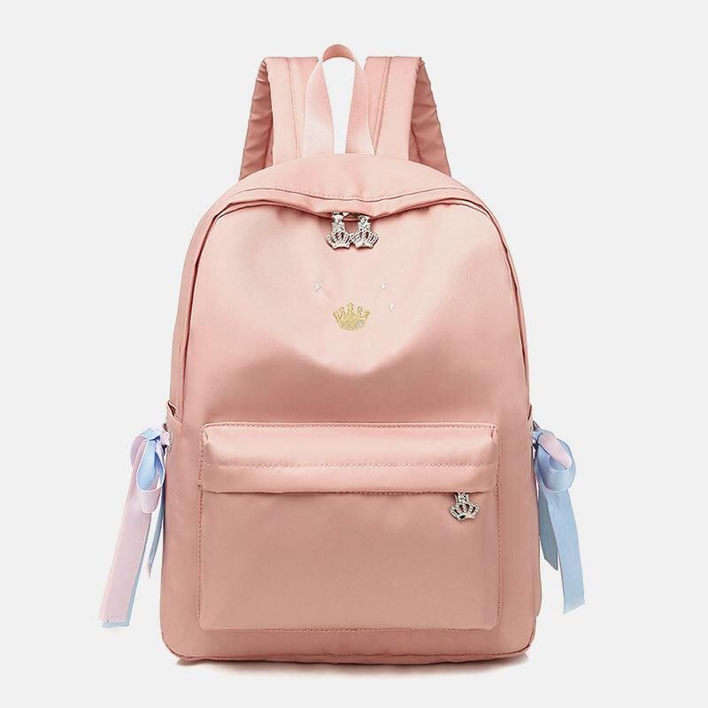 Femmes Oxford Color Gradient Earphone Hole Bowknot Casual Studeng Bag Sac À Dos