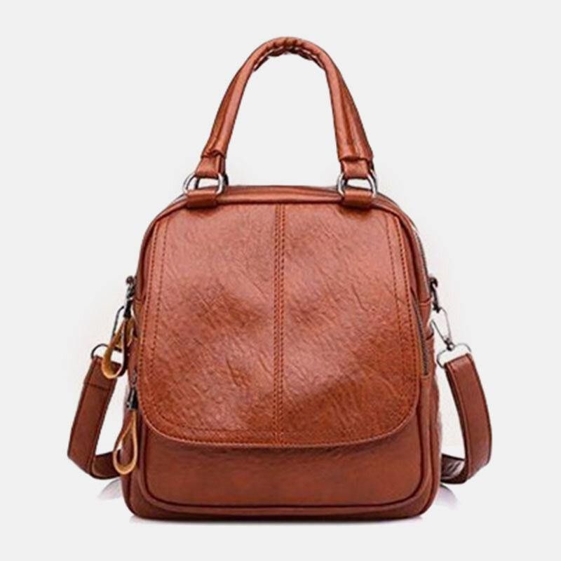 Femmes Pu Cuir Multi-carry Vintage Sac À Bandoulière Imperméable Sac À Bandoulière Sac À Dos