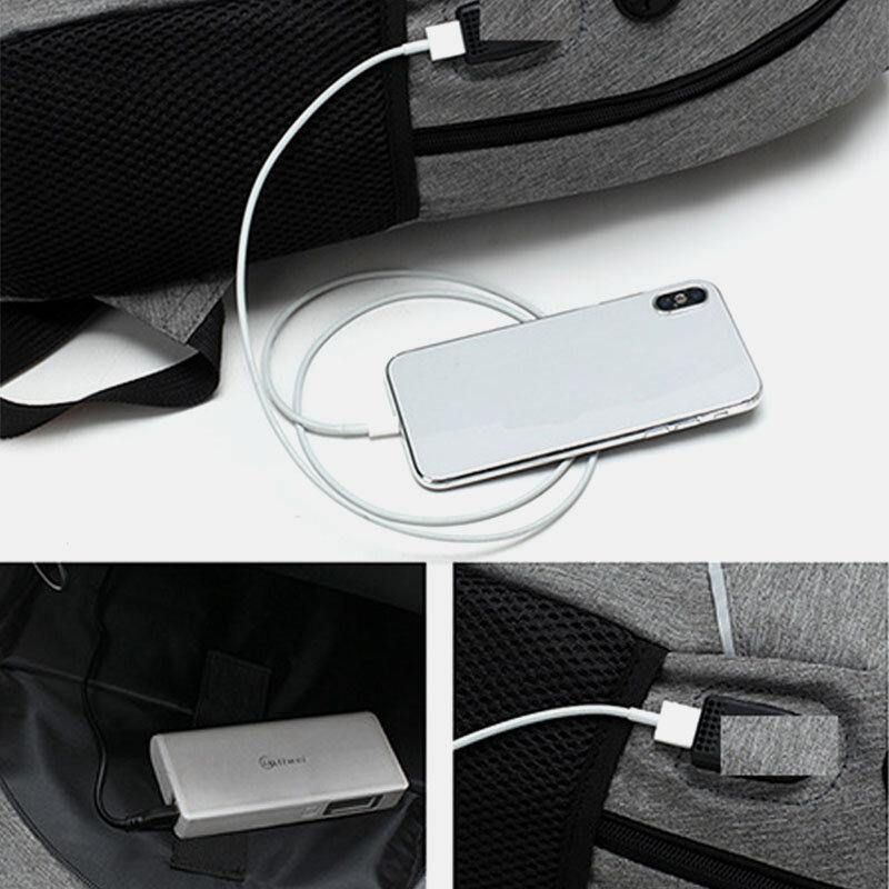 Hommes 3 Pièces En Nylon Usb Charge Résistance À L'usure Mode Décontracté Sac Pour Ordinateur Portable Sac À Dos Sac À Bandoulière Pochette