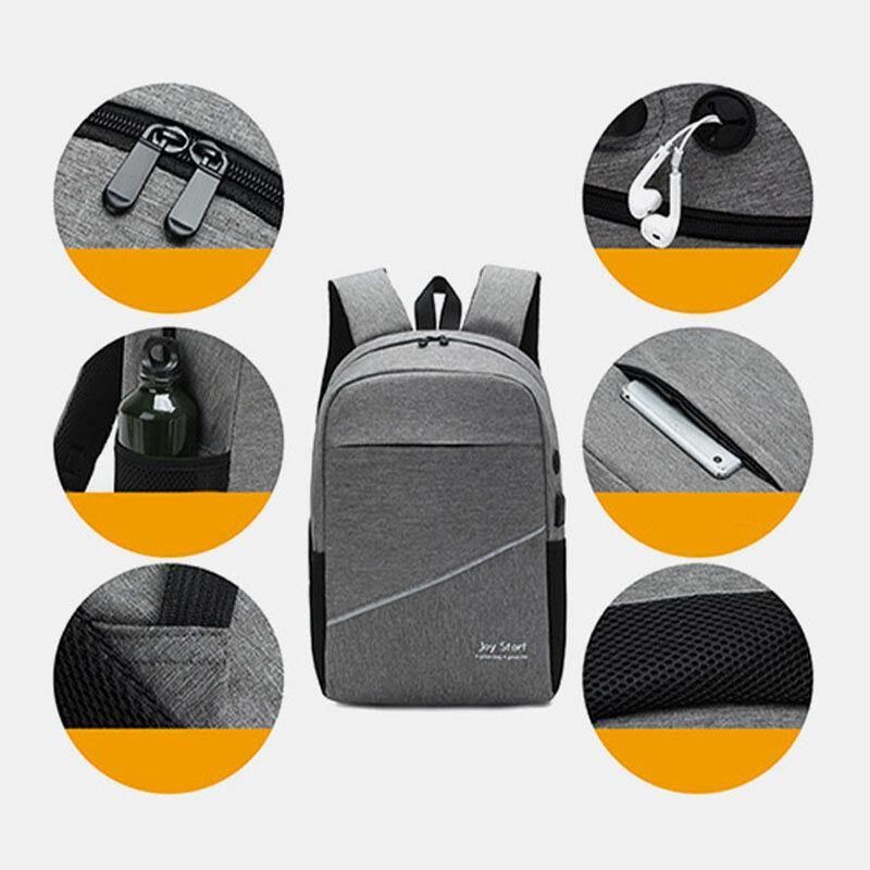 Hommes 3 Pièces En Nylon Usb Charge Résistance À L'usure Mode Décontracté Sac Pour Ordinateur Portable Sac À Dos Sac À Bandoulière Pochette