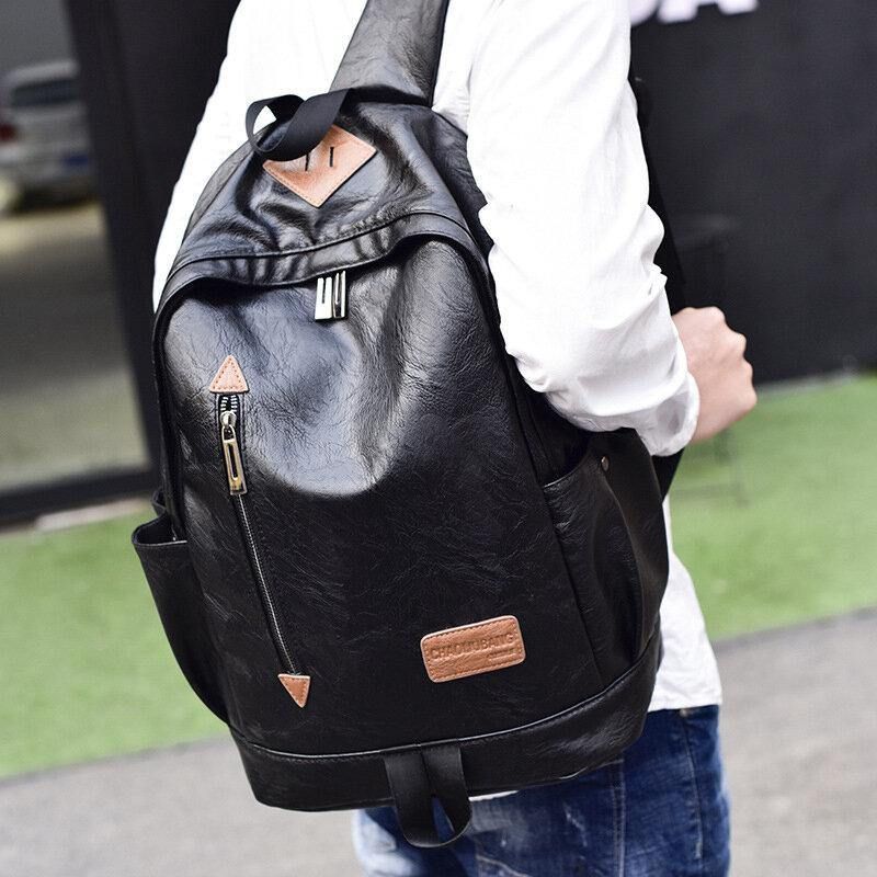 Hommes Faux Cuir Mode Casual 14 Pouces Ordinateur Portable Sac Cartable Voyage Sac À Dos