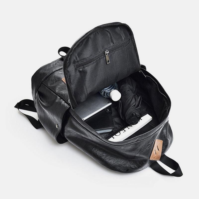 Hommes Faux Cuir Mode Casual 14 Pouces Ordinateur Portable Sac Cartable Voyage Sac À Dos