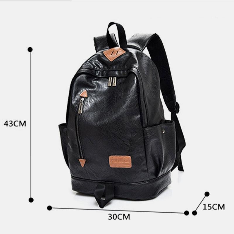 Hommes Faux Cuir Mode Casual 14 Pouces Ordinateur Portable Sac Cartable Voyage Sac À Dos