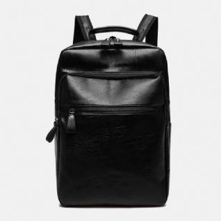 Hommes Faux Cuir Multi-poches Imperméable Affaires Extérieur Résistant À L'usure 14 Pouces Sac Pour Ordinateur Portable Sac À Dos