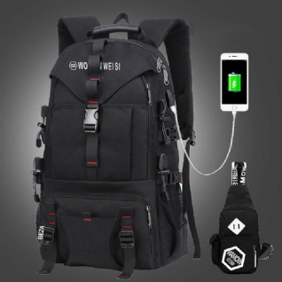 Hommes Grande Capacité Extérieur Étanche Usb Charge Multi-poches 14 Pouces Sac Pour Ordinateur Portable Voyage Escalade Sac À Dos