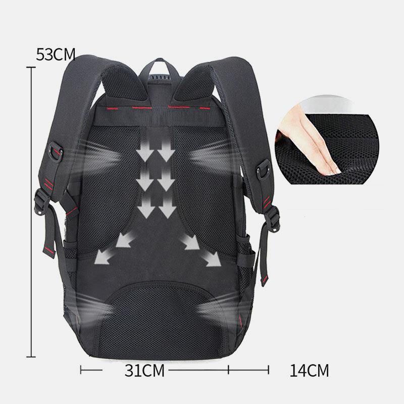 Hommes Grande Capacité Extérieur Étanche Usb Charge Multi-poches 14 Pouces Sac Pour Ordinateur Portable Voyage Escalade Sac À Dos