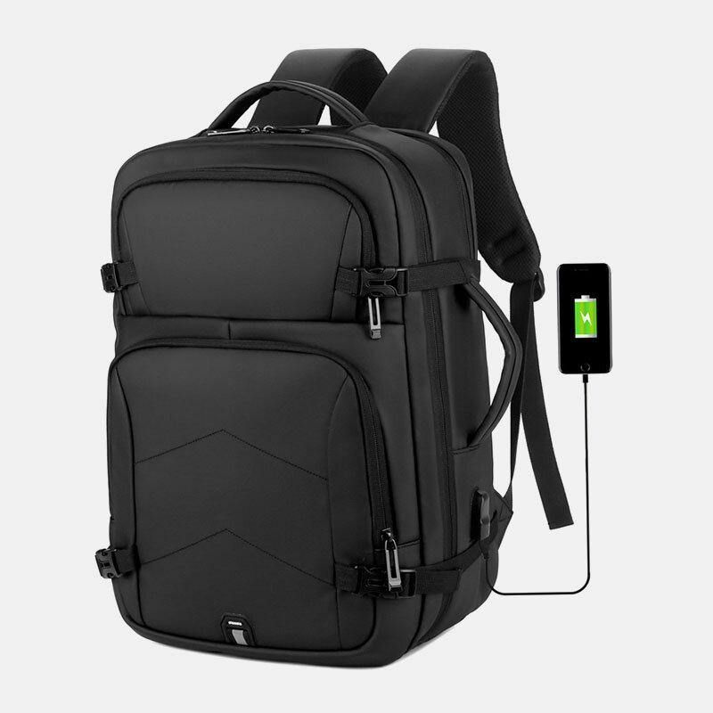 Hommes Nylon Grande Capacité 14 Pouces Sac Pour Ordinateur Portable Multi-couches Affaires Décontracté Voyage Sac À Dos Avec Chargement Usb