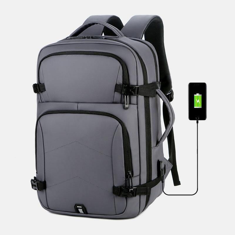 Hommes Nylon Grande Capacité 14 Pouces Sac Pour Ordinateur Portable Multi-couches Affaires Décontracté Voyage Sac À Dos Avec Chargement Usb