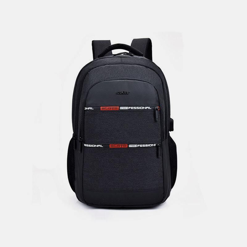 Hommes Nylon Usb Charge Étanche Grande Capacité 15.6 Pouces Sac Pour Ordinateur Portable Sac À Dos De Voyage