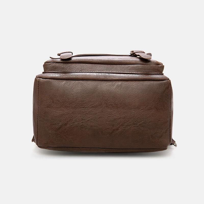 Hommes Pu Cuir Vintage Business Étanche Résistant À L'usure Grande Capacité 15.6 Pouces Sac Pour Ordinateur Portable Sac À Dos