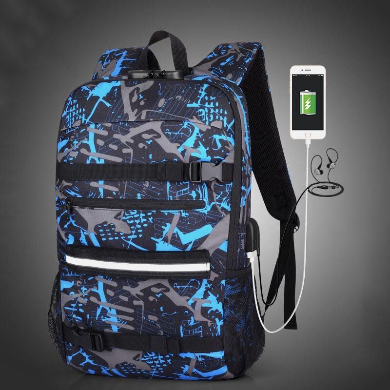 Hommes Usb Chargeant Grande Capacité Camouflage Antivol Affaires Décontracté 14 Pouces Sac Pour Ordinateur Portable Sac À Dos