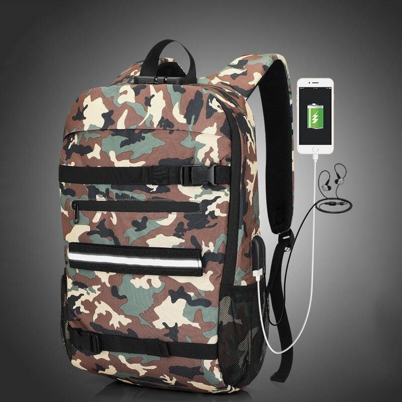 Hommes Usb Chargeant Grande Capacité Camouflage Antivol Affaires Décontracté 14 Pouces Sac Pour Ordinateur Portable Sac À Dos