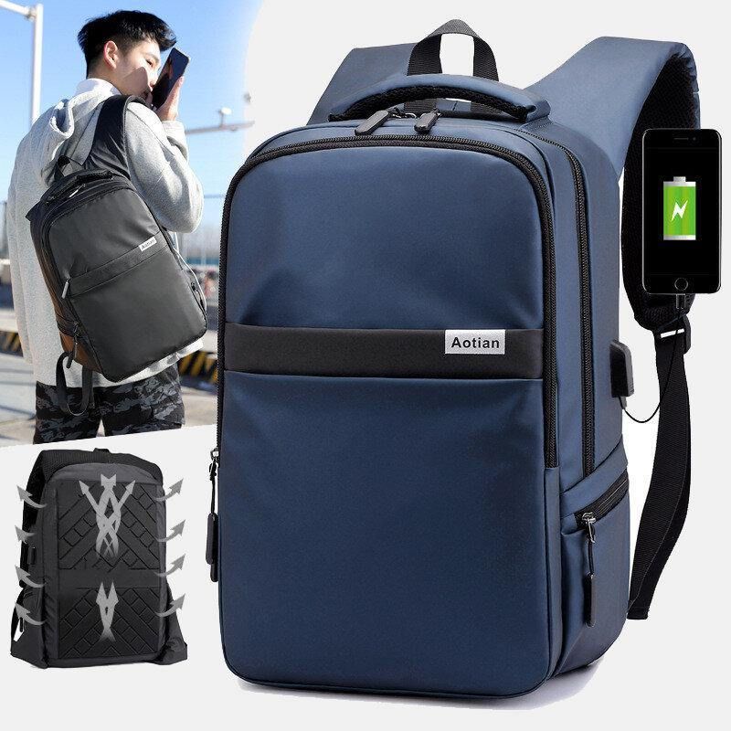 Hommes Usb Chargeant En Plein Air En Nylon Voyage Étanche Grande Capacité 13 Pouces Sac Pour Ordinateur Portable Sac De Voyage Sac À Dos