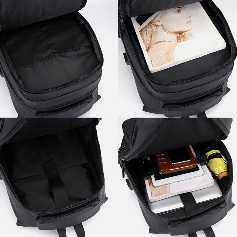 Hommes Usb Chargeant En Plein Air En Nylon Voyage Étanche Grande Capacité 13 Pouces Sac Pour Ordinateur Portable Sac De Voyage Sac À Dos